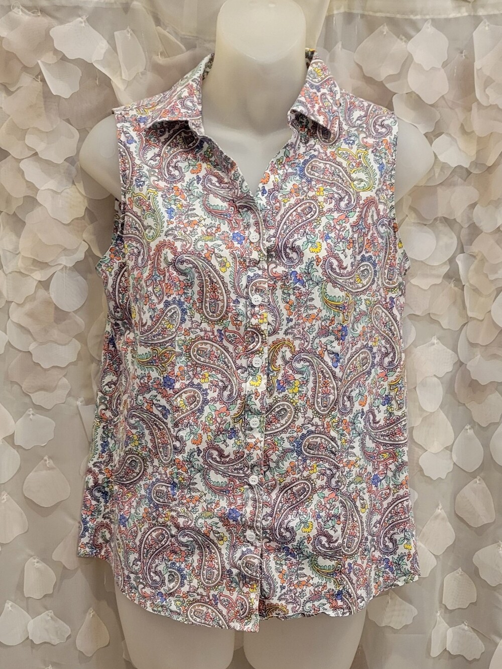 Talbots Multicolor Paisley Sleeveless Button-Front Top